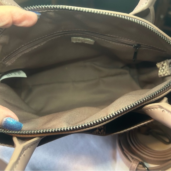 A New Day brand Python-Pattern Tote Handbag in Brown and Tan - Picture 6 of 7